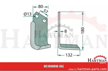 Nóż kątowy lewy 73000103903V, 00103903V, 103903