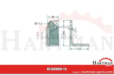 Nóż kątowy lewy 73000624400V, 624400