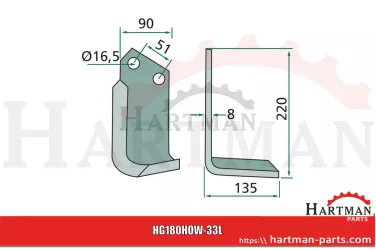 Nóż kątowy lewy 9910