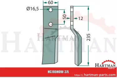 Nóż rotacyjny lewy 73000653256V, 653256