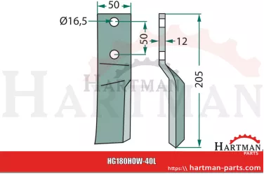 Nóż rotacyjny prawy 73000647255V, 647255