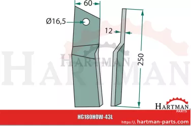 Nóż rotacyjny lewy 73000653828V, 653828