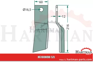 Nóż rotacyjny prawy 71000184216, 184216