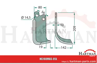 Nóż wygięty prawy M74100435R, M74100435