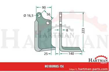 Nóż kątowy lewy M24100405R, M24100405, 24100405