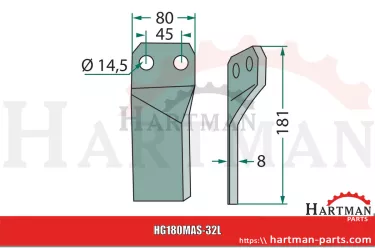 Nóż rotacyjny prawy M26100417R, M26100417, 26100417