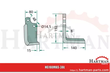 Nóż kątowy lewy, typ 7 / US / UZ M29100408R, 29100408