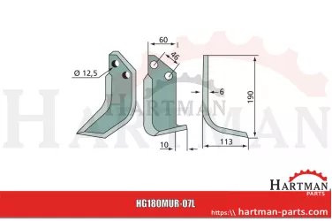 Nóż wygięty prawy 900111014