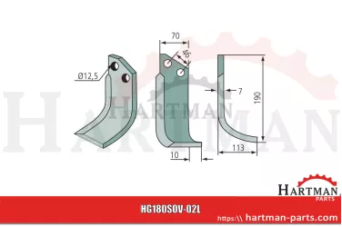 Nóż wygięty prawy 900111001