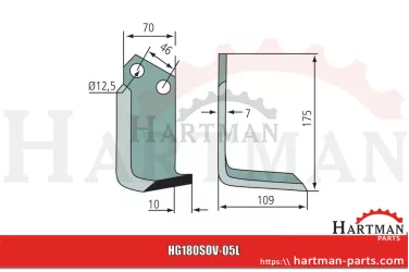 Nóż kątowy lewy 900111008