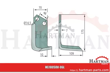Nóż kątowy lewy 900111010