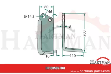 Nóż kątowy prawy 900111011