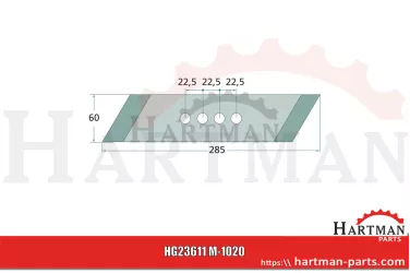 Dziób wymienny lewy, (4 otwory) 60 x 250, roz. otw. - 22,5 mm