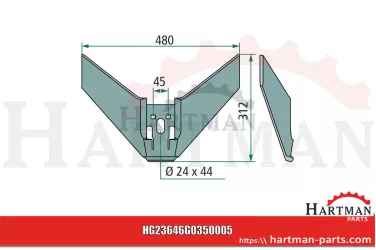 Redlica skrzydełkowa 480 x 10 mm G0350005