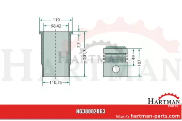 Zestaw naprawczy silnika 3 pierścienie, Ø 98,425 mm, sworzeń Ø 36 x 82