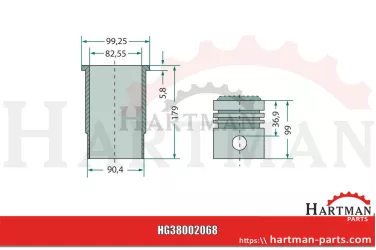 Zestaw naprawczy silnika 5 pierścieni, Ø 82,55 mm Ø sworznia 28 x 67 m