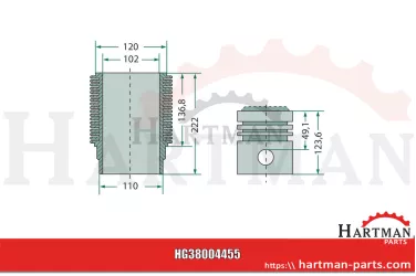 Zestaw naprawczy silnika 3 pierścienie, Ø 102 mm Ø sworznia 40 x 80 mm