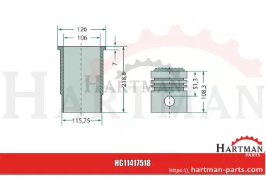 Zestaw naprawczy silnika 3 pierścienie, Ø 106 mm sworzeń Ø 41,2 x 77 m