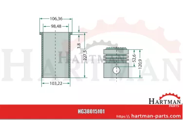 Zestaw naprawczy silnika 4 pierścienie, Ø 98,48 mm Ø sworznia 34,93 x