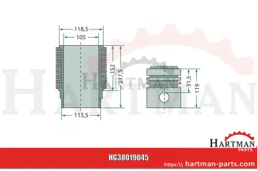 Zestaw naprawczy silnika 4 pierścienie, Ø 105 mm Ø sworznia 35 x 90 mm