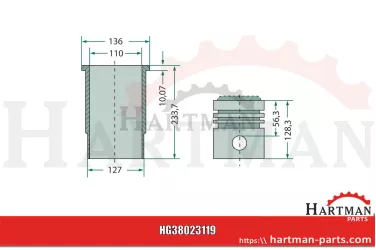 Zestaw naprawczy silnika 3 pierścienie, Ø 110 mm Ø sworznia 40 x 93 mm