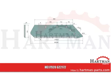 Lemiesz z wymiennym dziobem prawy, 16" 622172, 622202, 622234