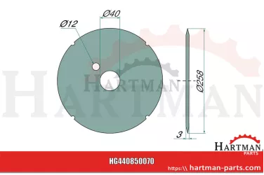 Talerz wysiewający A4 wew.-Ø - 40 mm zew.-Ø - 258 mm grubość - 4 mm 85