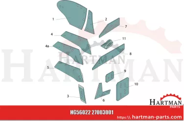 Piętka płozy ze śrubami, prawa 27003001