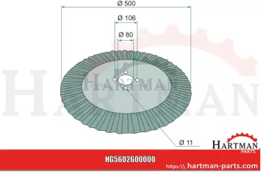 Krój tarczowy falowany, 500 mm 41658066350, 80663