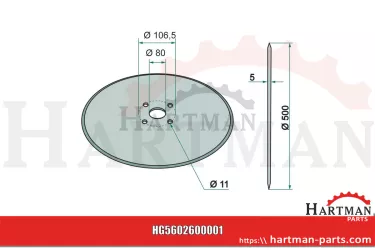 Krój tarczowy gładki, Ø 500 x 5 mm, standard 41658066240, 41658066200,