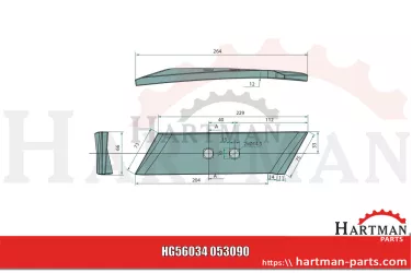 Dziób wymienny prawy, grubość 12 mm 053090B, KK053090B, 053090R, KK053