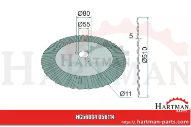 Krój tarczowy falisty, Ø 510 x 5 mm, 20” 056114, KK056114