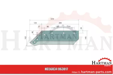 Lemiesz z wymiennym dziobem lewy, 14" 063017, KK063017, 063007