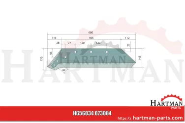 Lemiesz z wymiennym dziobem prawy, 20" 073084, KK073084
