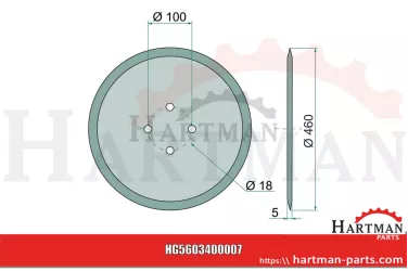 Krój tarczowy gładki, Ø 460 x 5 mm 076406R, KK076406R, 076406, KK07640