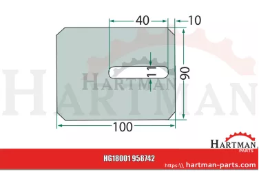 Skrobak metalowy wersja napawana, 90 x 100 mm, otwór 39 x 10,5 mm 9587