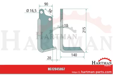Nóż kątowy prawy M09400418R, 09400418