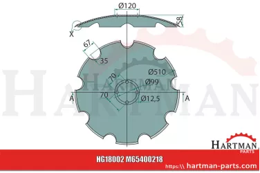 Talerz brony talerzowej delikatnie uzębiony, Ø 510 mm M65400218R