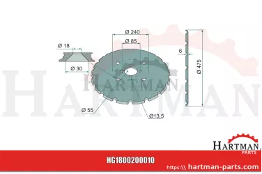 Podkładka uzębiony, Ø 475 x 6 mm G15320012R, G15320012, 15320012