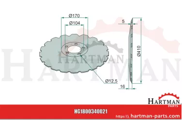 Talerz uzębiony, CX-Mulch, Ø 410 x 5 mm 353950, AC353950