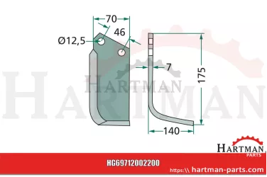 Nóż kątowy prawy, typ AG2 F und AG3 F 12002200