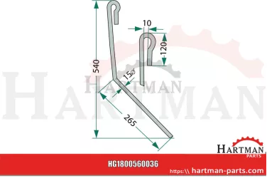 Palec sprężynowy prawy, 15 mm III 966988, 963243