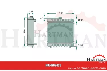 Chłodnica 2. przyłącze górne 19 mm 2. przyłącze dolne 18 mm 7700055857