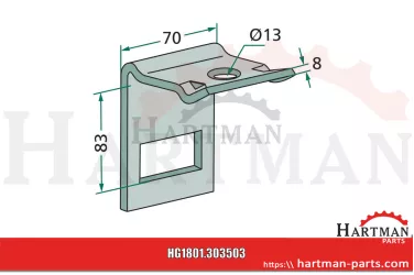 Uchwyt ze sprężyną wzmacniającą, do ramy 60 x 60, do zębów 45 x 12