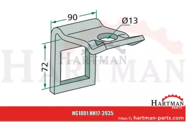 Uchwyt do ramy 60 x 60, do zębów 60 x 12