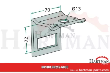 Uchwyt bez sprężyny wzmacniającej, do ramy 60 x 60, do zęba kultywator