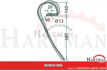 Ząb zagarniający prawy 00017592, RG00017592, E17592