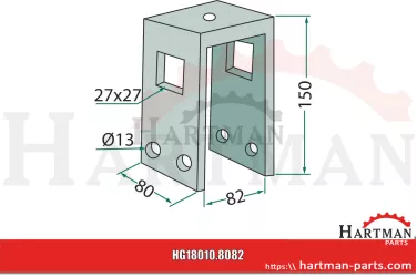 Uchwyt kpl. ze śrubami i nakrętkami samokontrującymi materiał ramy 80