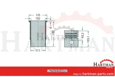 Zestaw naprawczy silnika 3 pierścienie, Ø 102 mm Ø sworznia: 34,93 x 8