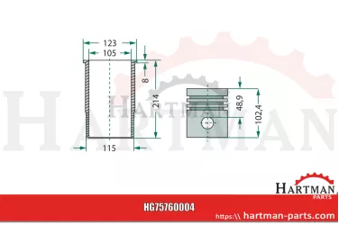 Zestaw naprawczy silnika 3 pierścienie, Ø 105 mm sworzeń Ø 35 x 82 mm